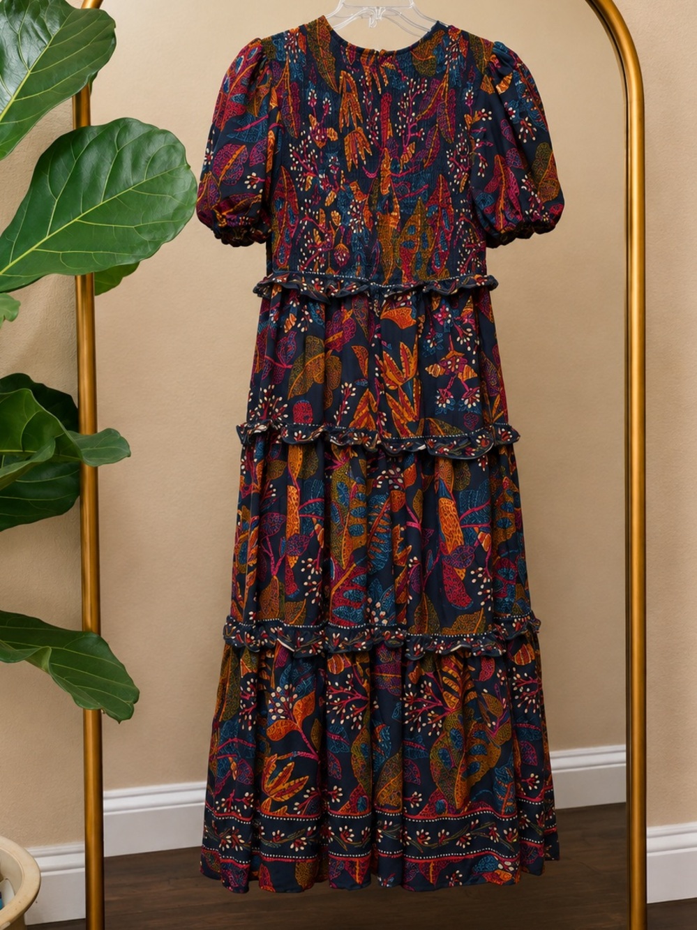 Farm Rio Short-Sleeve Crew-Neck Tiered A-Line Maxi Dress Size M - Picture 9 of 12